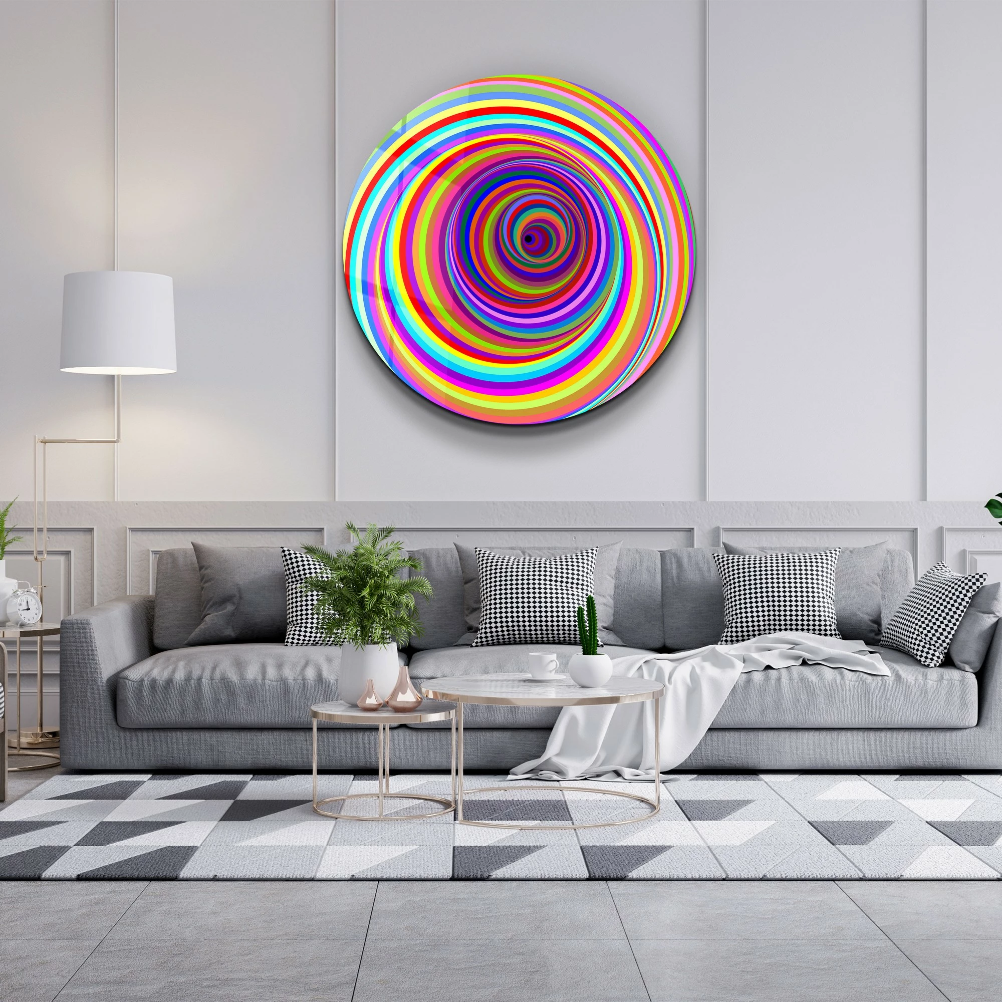 Pikturë dekorative prej xhami të temperuar, shumëngjyrëshe, SKR-9062, 80x80cm