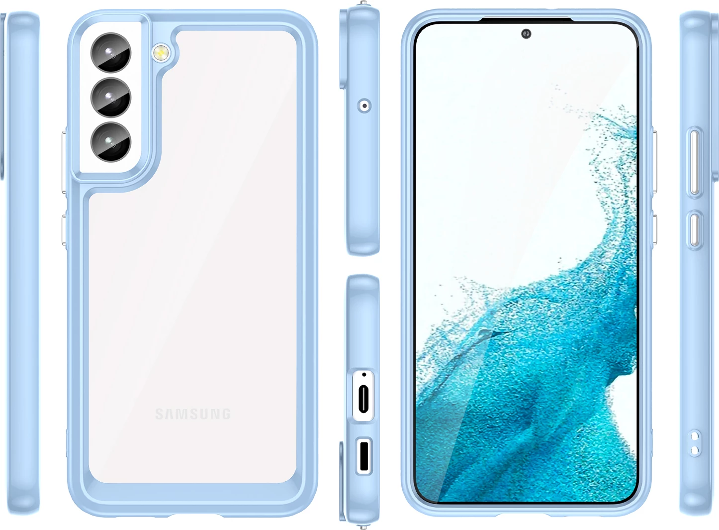 Mbështjellës Hurtel Outer Space Case për Samsung Galaxy S23+, kornizë xhel, kaltër