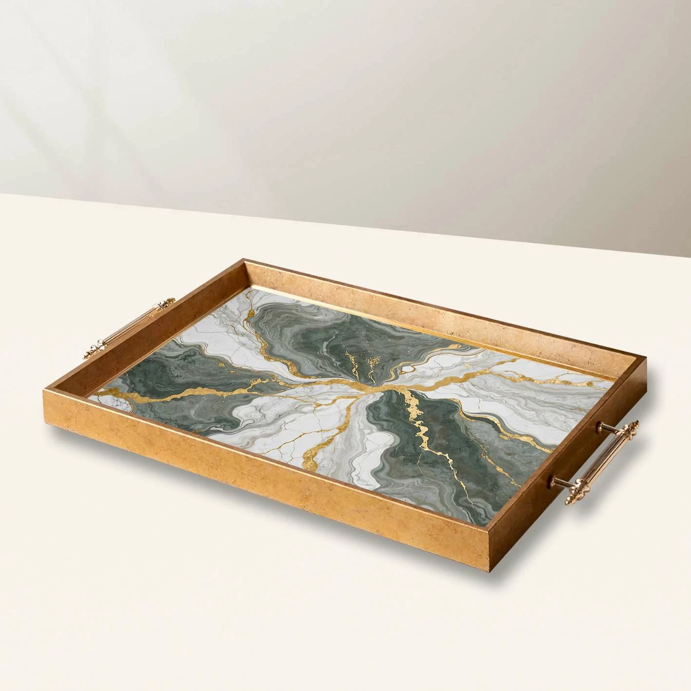 Tabaka dekorative prej qelqi, dizajn Aberto, TPEA10014, shumëngjyrëshe, 50x29x3.5cm