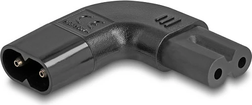 Adapter rryme DeLOCK IEC 60320 C8 në C7, 2.5A, 90° i kënduar, i zi