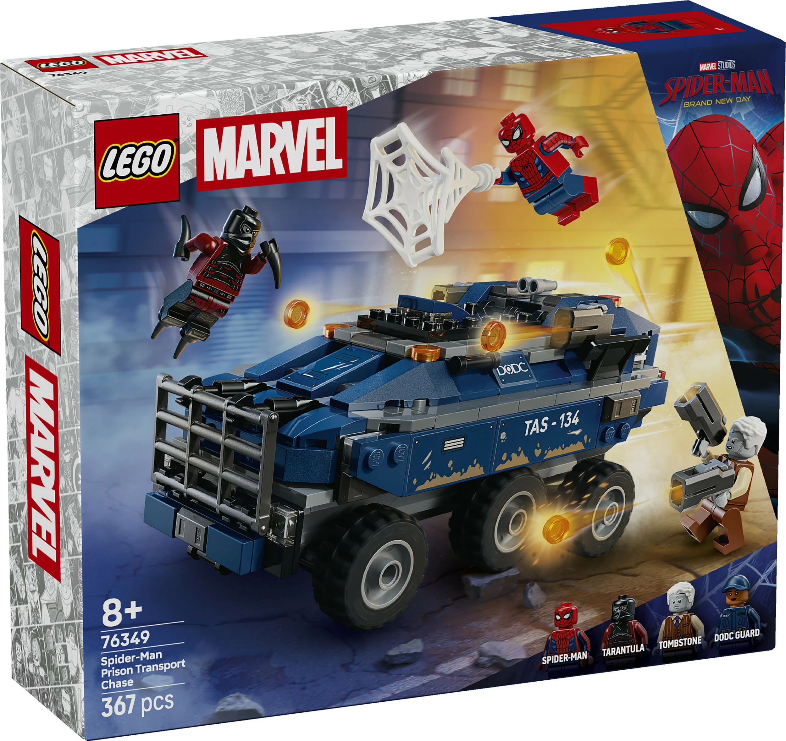 Set ndërtimi LEGO Marvel 76349 Spider-Man Prisoner Transport Chase, 367 pjesë, multikolor