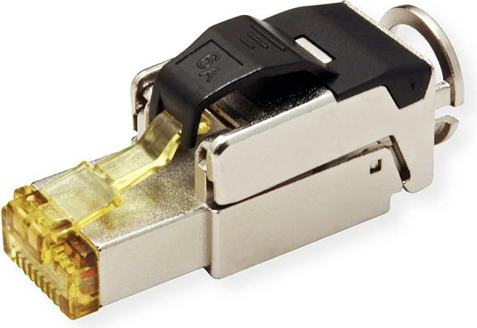 Konektor RJ45 ROLINE 21.17.0323, Cat6a, U/FTP (STP), i drejtë, zi/metalike