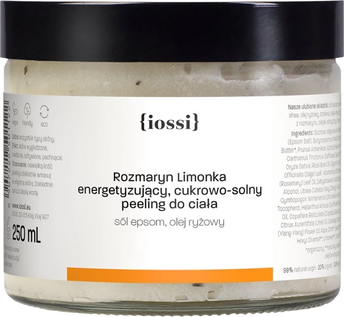 Peeling trupi për femra Iossi Rosemary Lime Energizing Sugar-Salt, 250ml