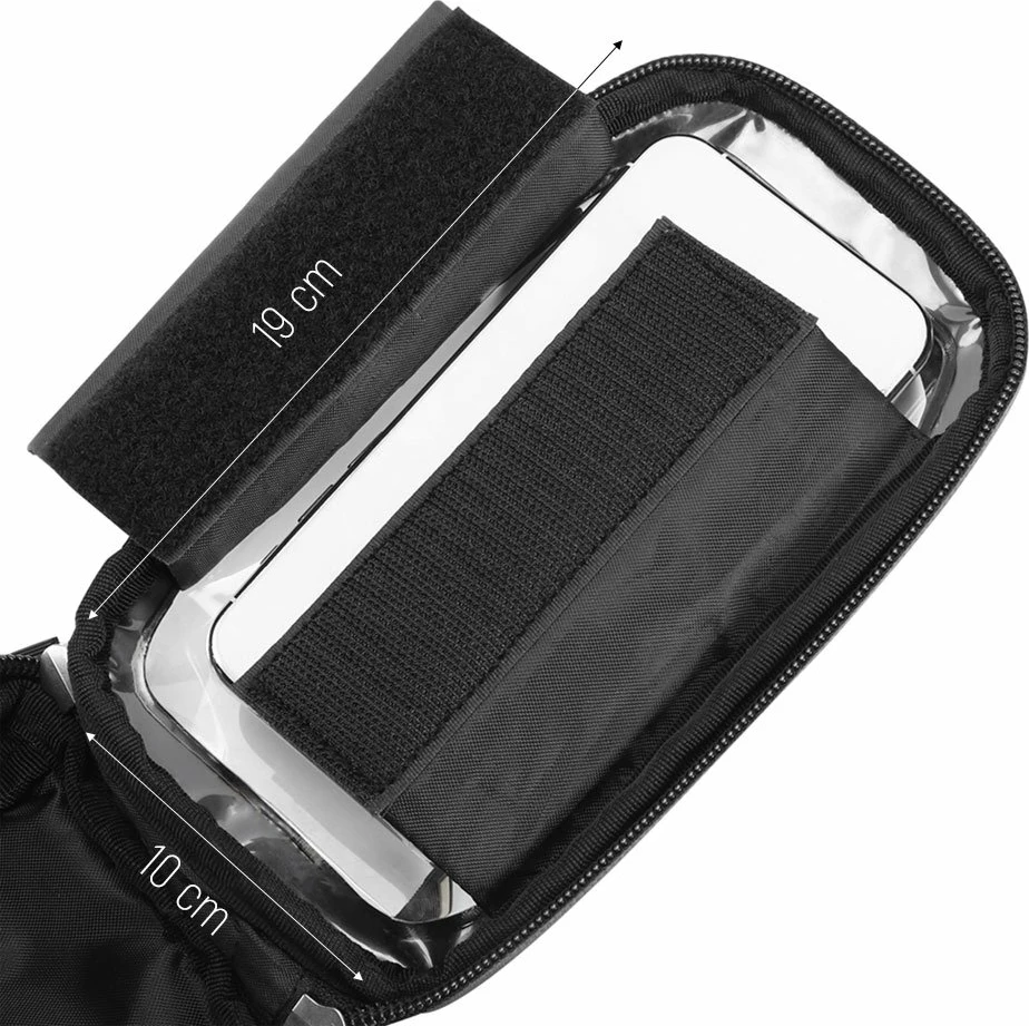 Çantë timoni për biçikletë Wozinsky WBB16BK me mbështjellës telefoni, 1L, e zezë