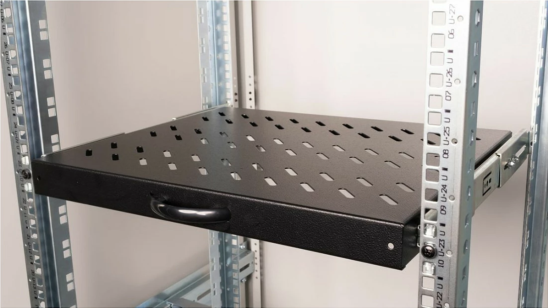 Raft rrëshqitës EQUIP 19" 1U 600mm, i zi