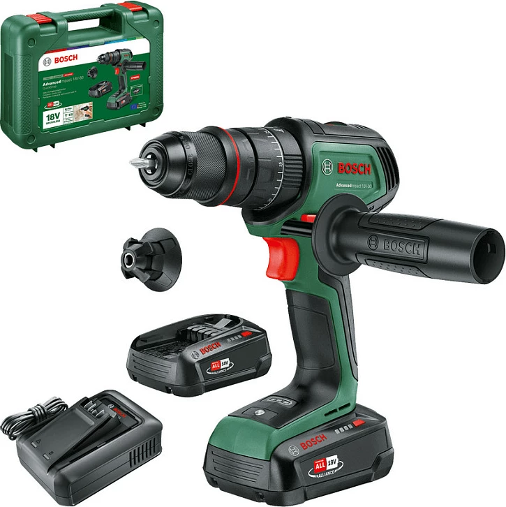 Shpuese/vidhosëse me bateri Bosch AdvancedImpact 18V-80 QuickSnap, 18V, 2x 2.5Ah, e gjelbër/zezë
