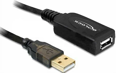 Kabllo zgjatëse USB 2.0 Delock 15m, USB-A mashkull në femër, e zezë