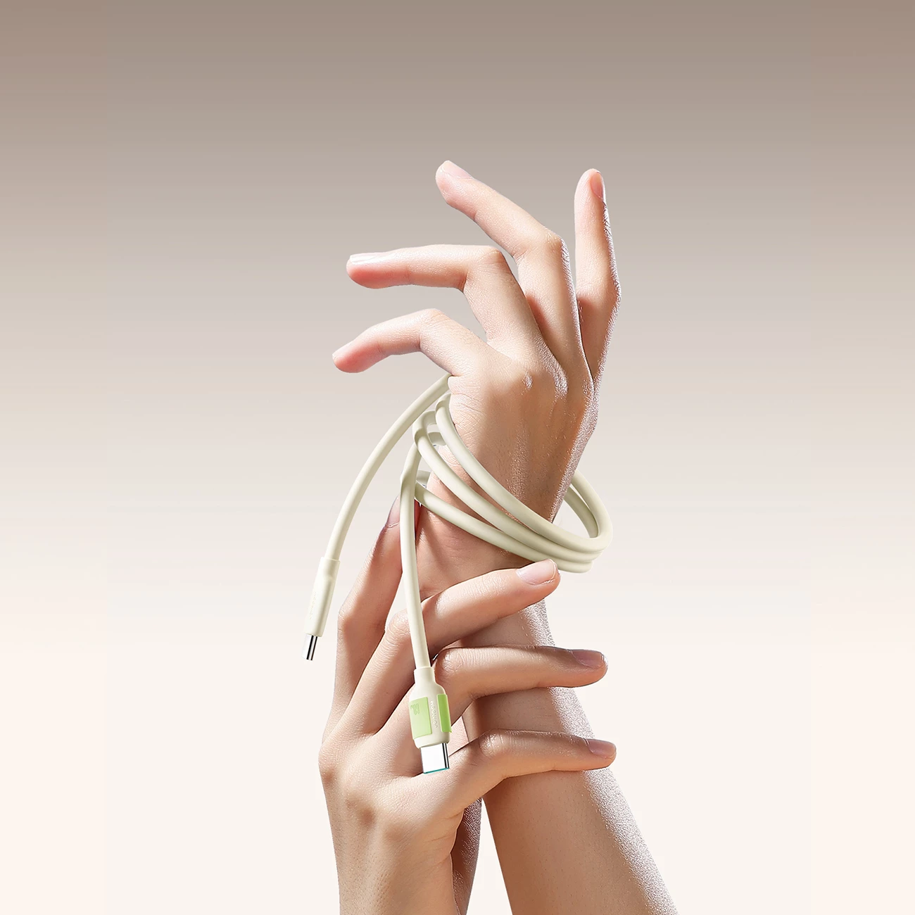 Kabllo USB-C në USB-C Joyroom S-A53, 2m, 60W, majë fluorescente, bezhë