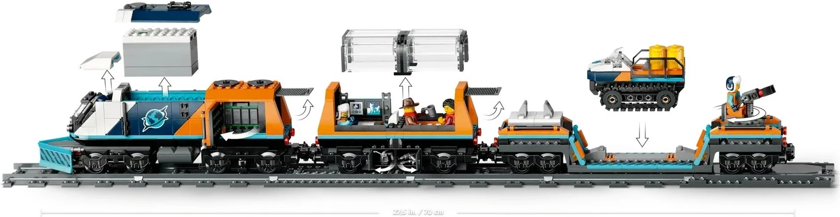 Set lodrash LEGO CITY Explorers Arktik Polar Express Train 60470, 1517 pjesë, me 6 minifigura