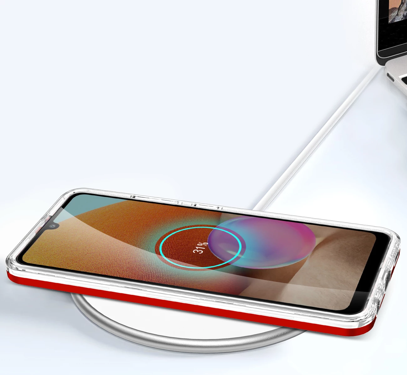 Mbështjellës Hurtel Hybrid Armor Clear 3 in 1 për Samsung Galaxy A72, Transparent, Kuq