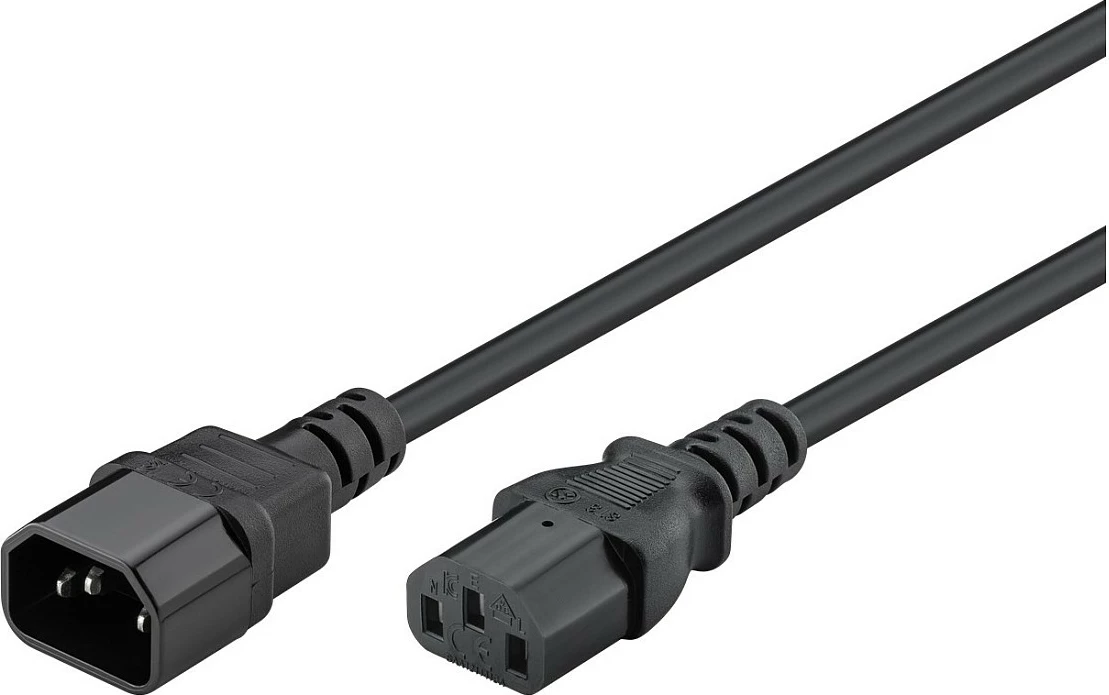 Kabllo rryme zgjatëse Goobay Kaltgeräte, IEC C14 në C13, 1.5m, e zezë