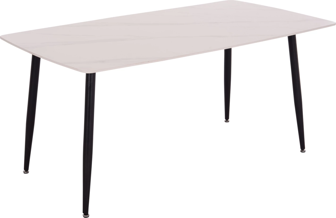 Tavolinë ngrënieje RAVEN, sipërfaqe qeramike, pamje mermeri të bardhë, 160x80x74cm