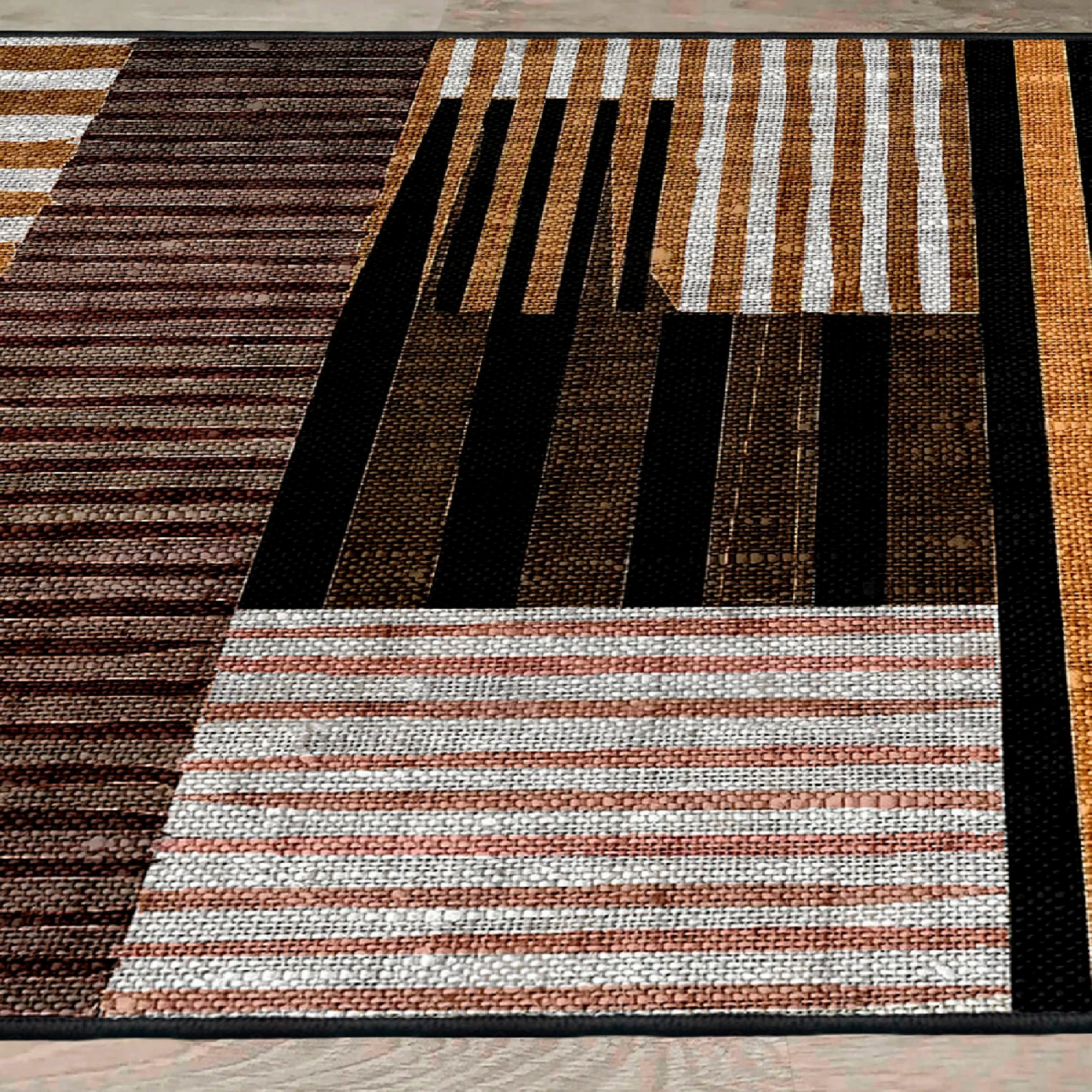 Qilim pambuku, ngjyra të bardhë, portokalli, kafe, e zezë, 160x230cm, Conceptum Hypnose, Woosonıl096