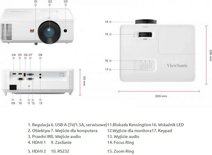 Projektor ViewSonic PA700X, DLP, XGA, 4500 ANSI lumens, i bardhë