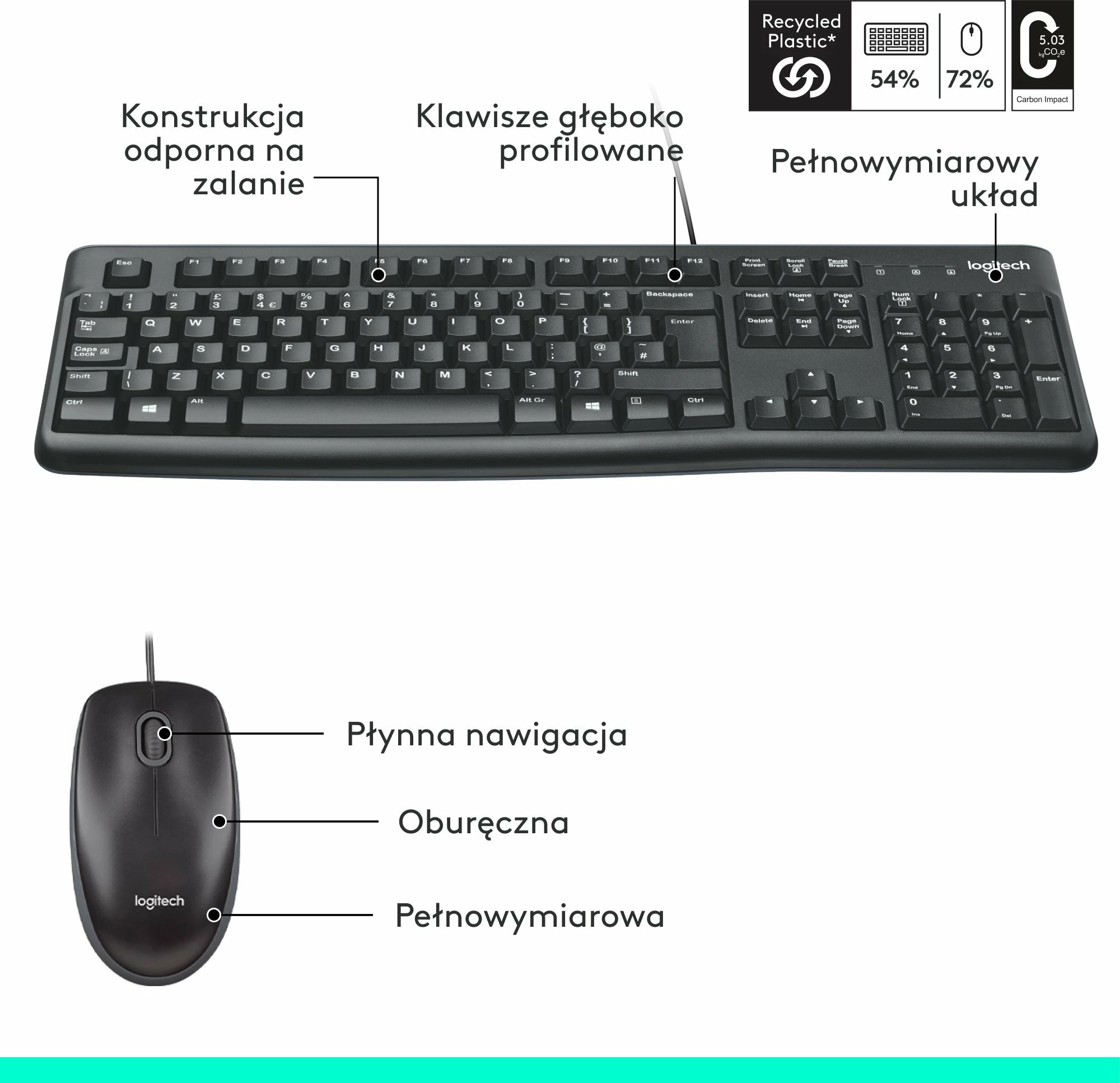 Set tastierë + maus Logitech MK120 920-002563 USB, i zi