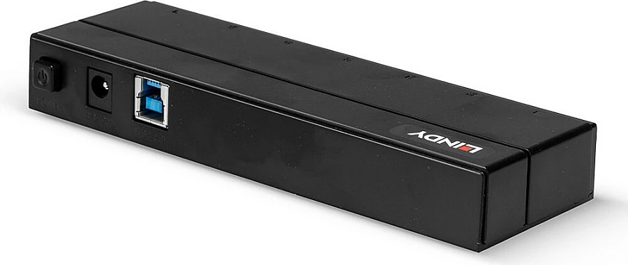 Hub USB Lindy 7-Port, USB 3.2 Gen 1, 5Gbps, me DC-in, i zi