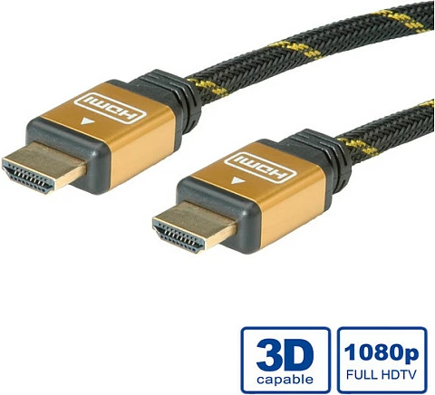 Kabllo HDMI ROLINE GOLD High Speed me Ethernet, 15 m, Full HD 1080p, e zezë/ari