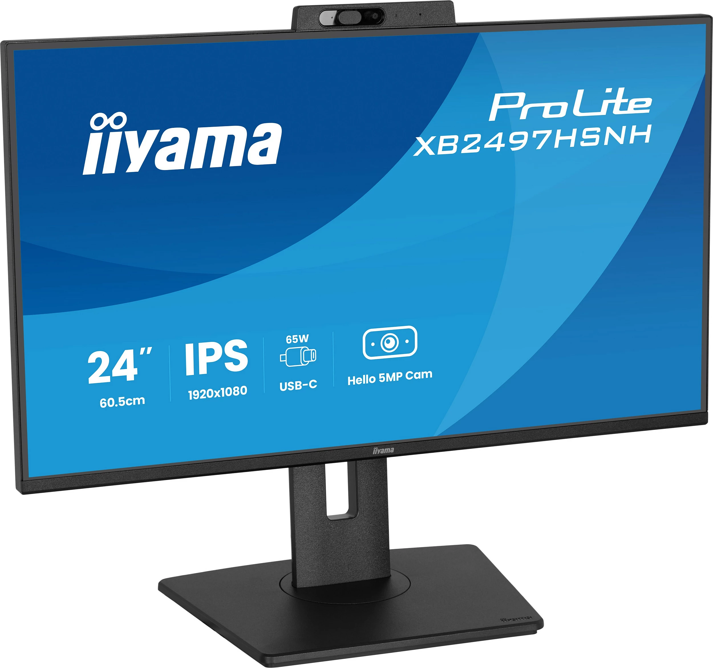 Monitor iiyama ProLite XB2497HSNH-B1, 23.8" FHD IPS, 100Hz, USB-C 65W, kamerë 5MP, i zi