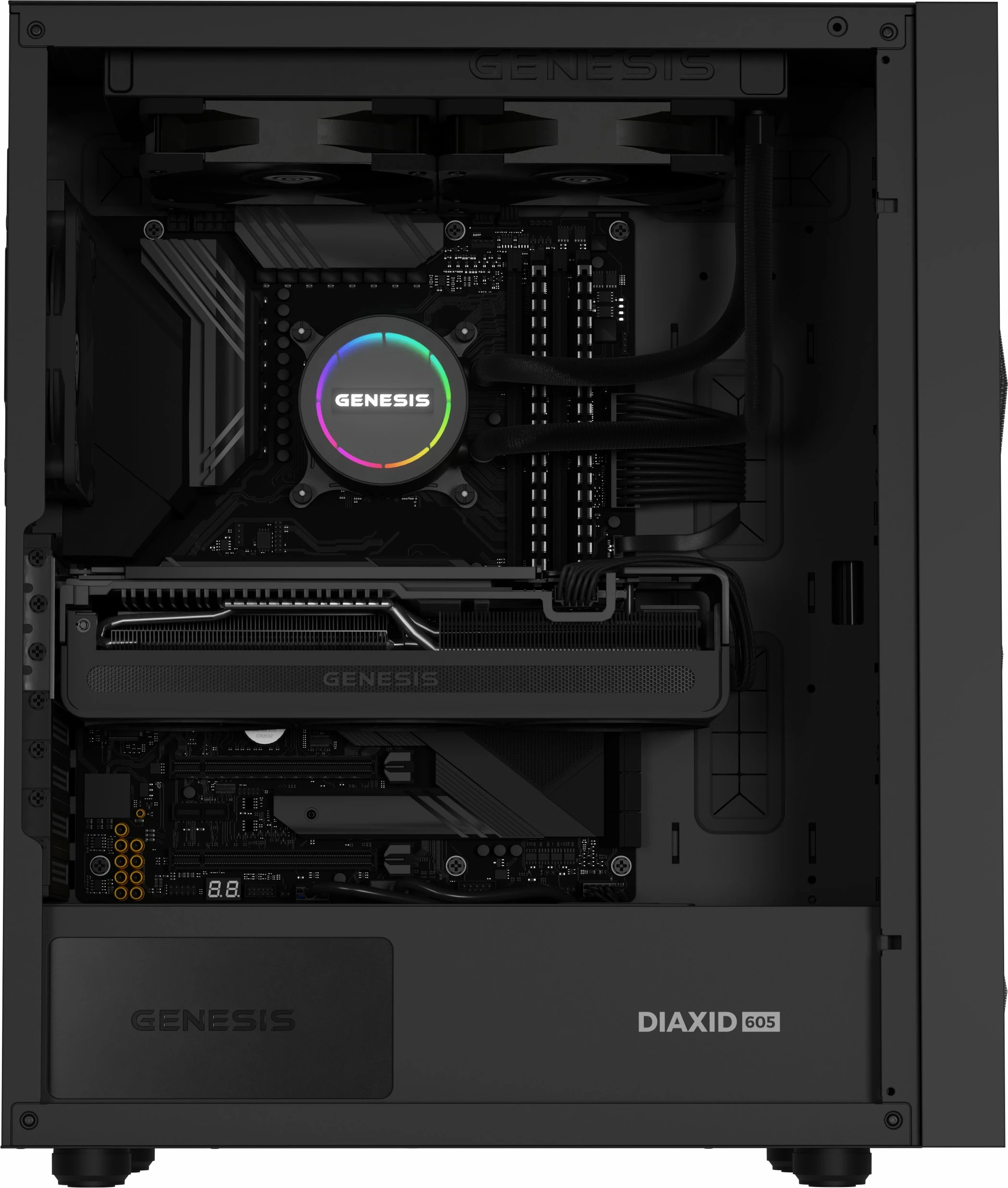 Kasë GENESIS Diaxid 605F NPC-2046 midi tower ATX, USB-C, pa furnizim, e zezë
