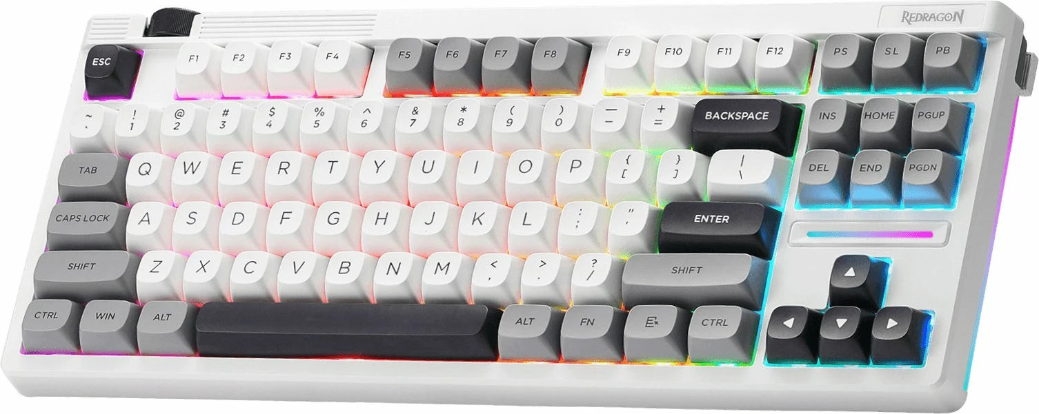 Tastierë mekanike gaming Redragon OTIIM K729 PRO Bullet QL (K729WGB-RGB-PRO), TKL 80%, RGB, tri-mode (USB/Bluetooth/2.4GHz), hot-swap, switches orange, e bardhë