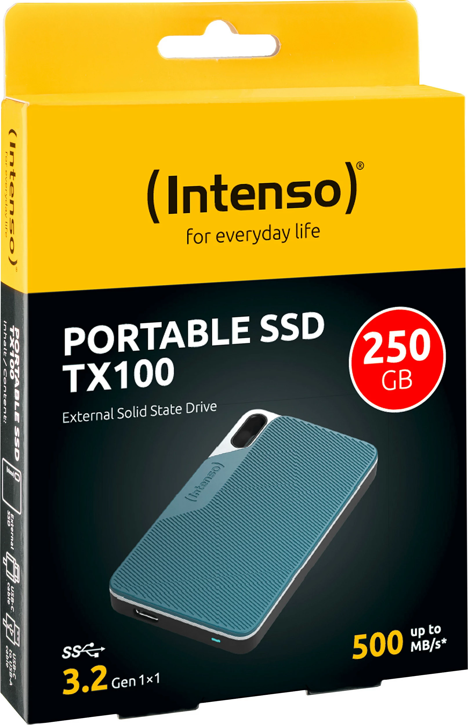 SSD Intenso TX100, 250GB, USB Type-C, 3.2 Gen 1, Blue, Grey