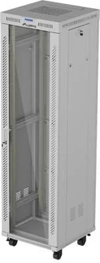 Shafë rack LANBERG 19" 42U 600x600, derë xhami, LCD V2, gri