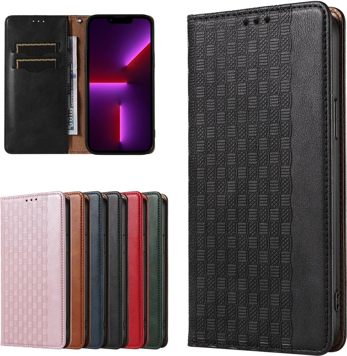 Mbështjellës Hurtel Magnet Strap Case për iPhone 12 Pro Max, me portofol dhe lanyard, i zi