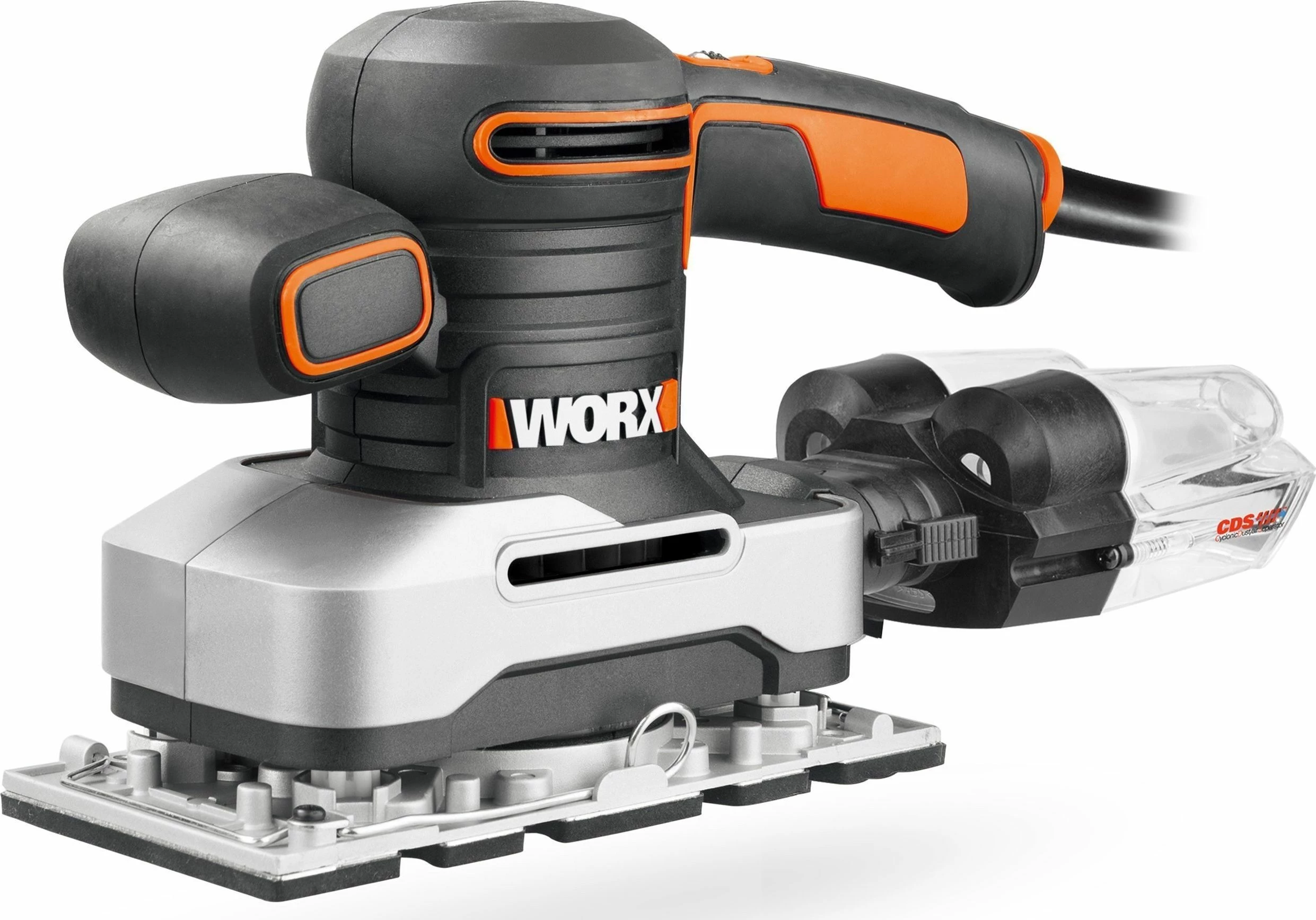 Lëmues oscilues Worx WX642.1 270W, 90x187mm, zi/portokalli, set me 9 aksesorë