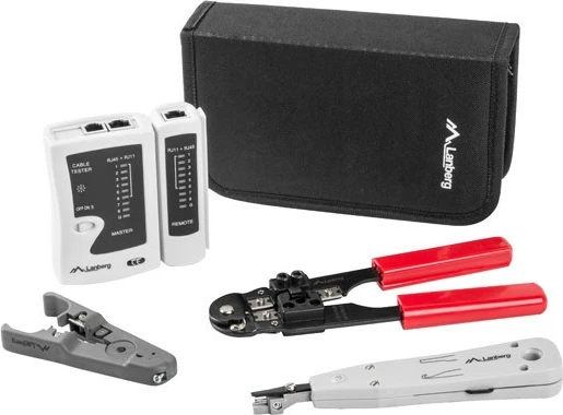 Set mjete për rrjet LAN Lanberg NT-0301 me tester kabllosh dhe çantë