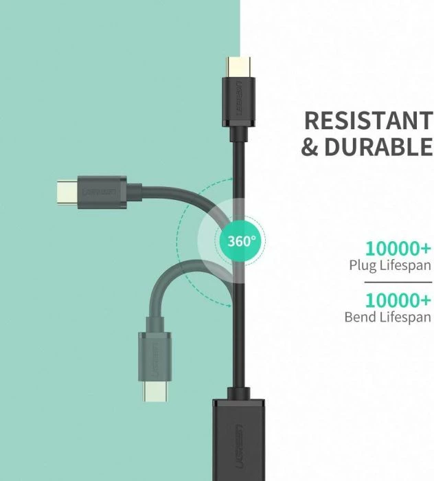Kabllo OTG USB-C (M) në USB 3.0 (F) UGREEN 30701 5Gb/s, e zezë, polybag