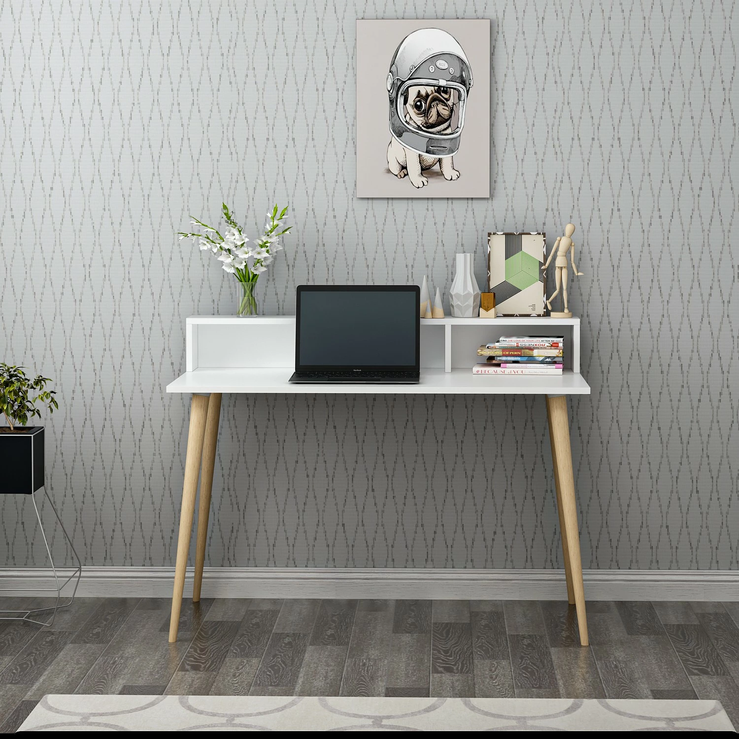 Tavolinë studimi Hanah Home, Ronas 120, e bardhë