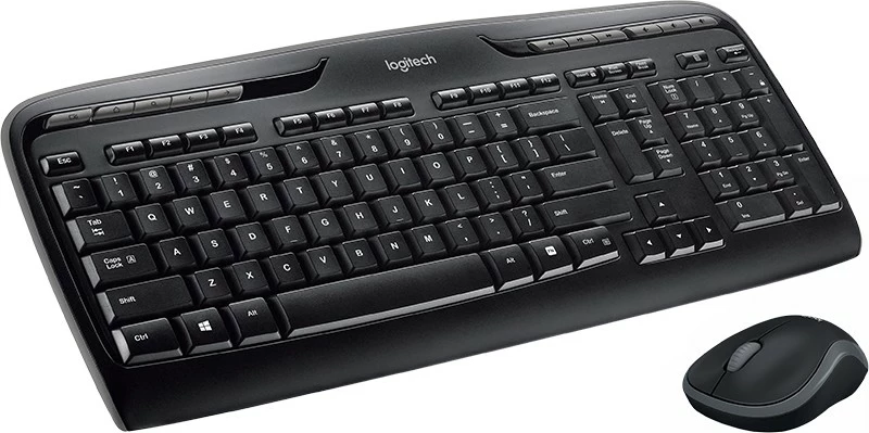 Kombo wireless Logitech MK330, Full-size (100%), USB, QWERTY, Maus i përfshirë, e zezë