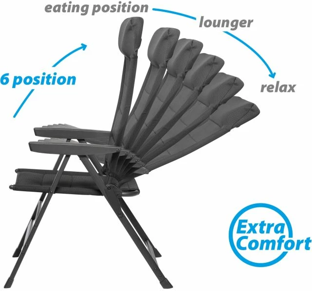 karrige kampingu palosëse BRUNNER Skye 0404063N.C67, kornizë alumini, mbulesë Syntex Plus, shpinore e rregullueshme 6 pozita, gri