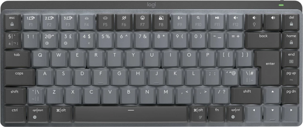 Tastierë mekanike Logitech MX Mechanical Mini, Pa tela, RF Wireless, QWERTY, LED, Grafit, Gri