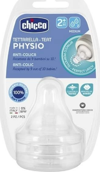 Thithëz biberoni Chicco Perfect5 Physio medium flow, silikon, 2 copë