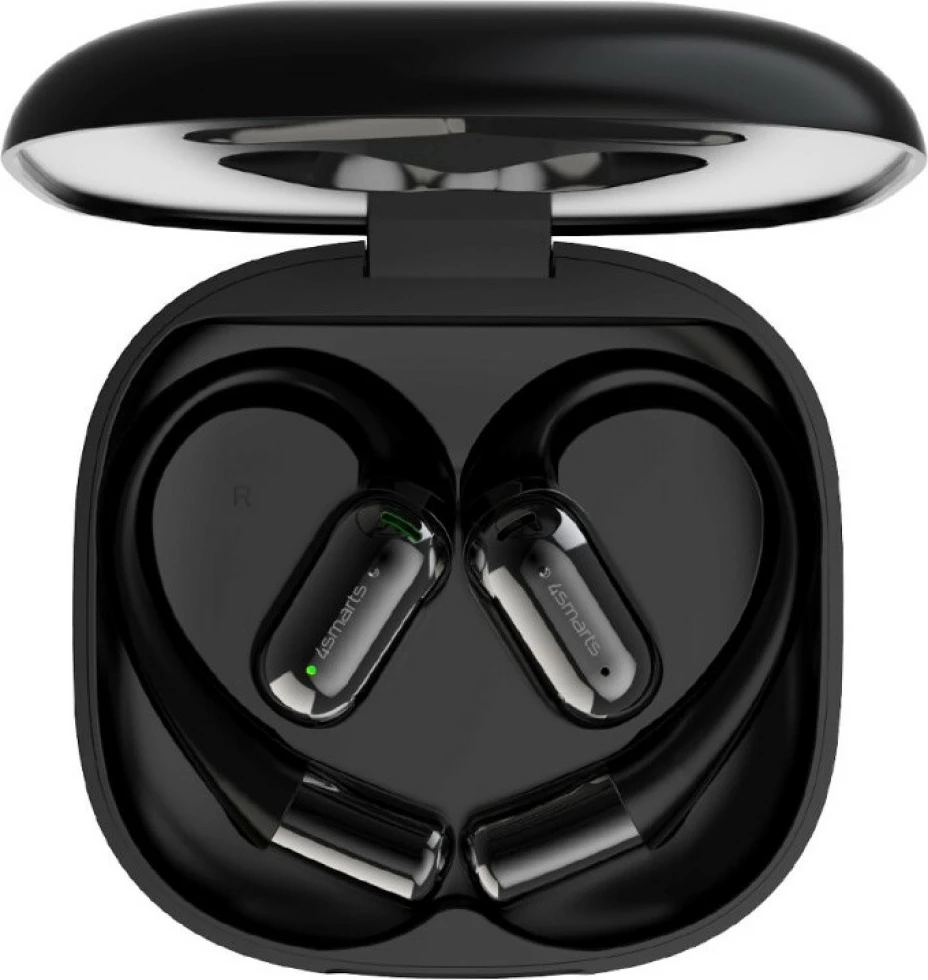 Kufje Bluetooth 4smarts SkyBuds OWS KAT07418, Bluetooth 5.4, ekran AI në kuti, kapëse veshi, kohë pune 28h, të zeza