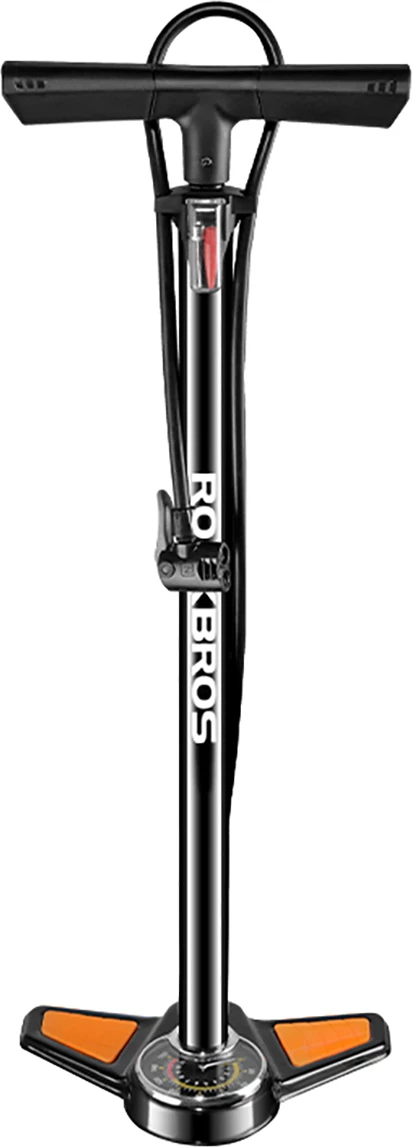 Pompë dyshemeje për biçikletë Rockbros GP6532B me manometër 11 bar, Schrader/Presta, e zezë/portokalli