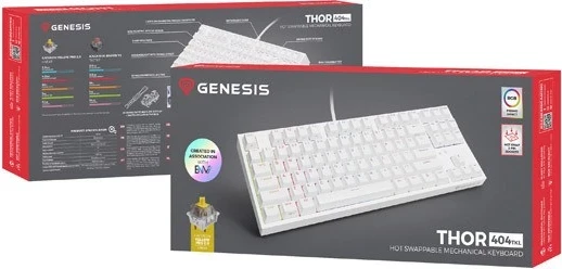 Tastierë mekanike Genesis Thor 404 TKL, e bardhë me RGB