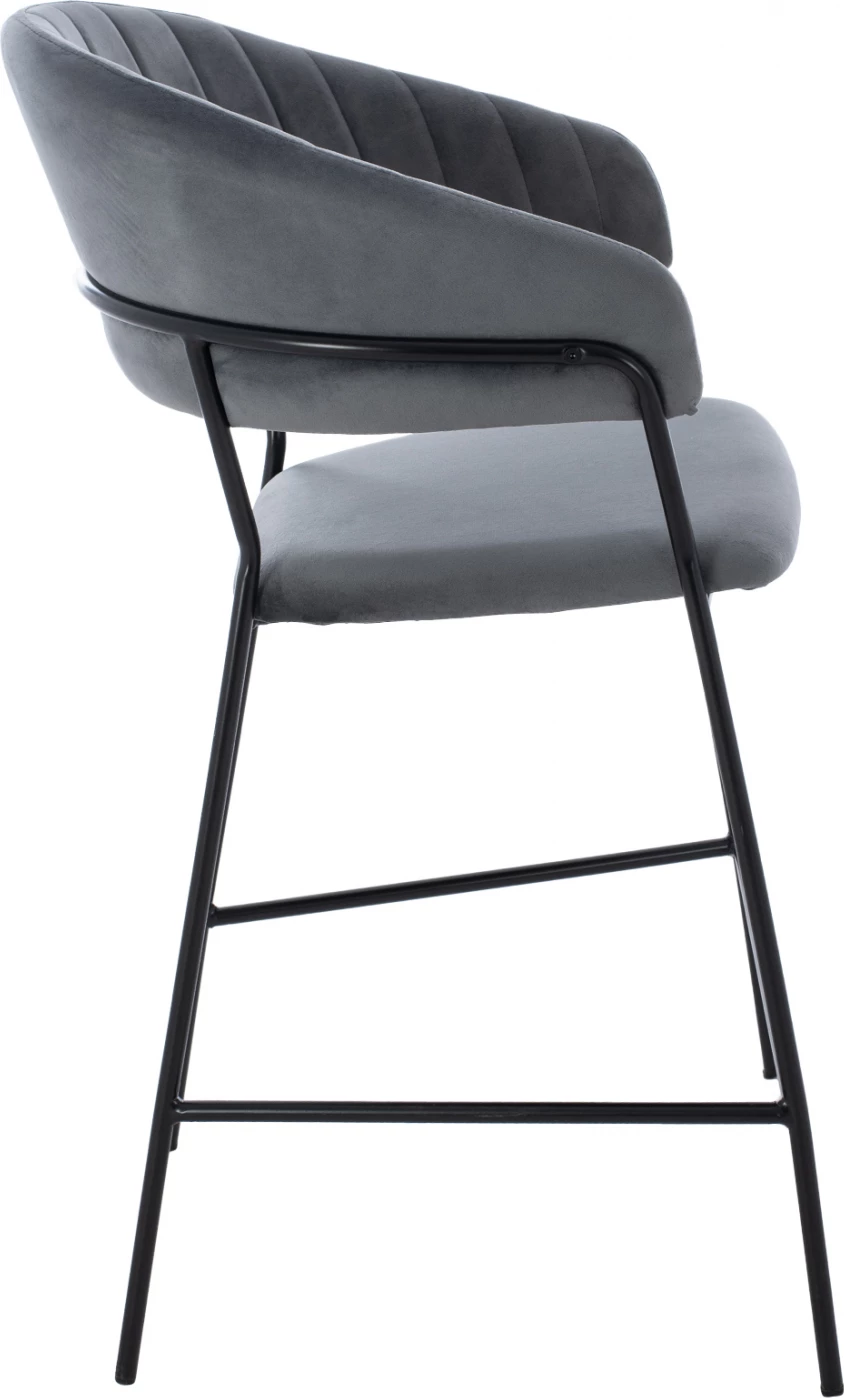 Karrige për bar, lartësi mesatare, ΗΜ8734.01, kadife gri me kornizë të zezë, 60x55x100 cm, set prej 2 copë