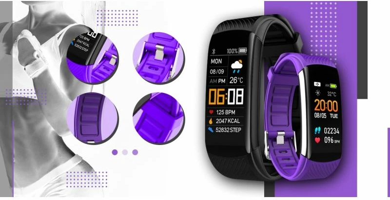 Smartwatch Giewont unisex, e zezë dhe e purpurtë