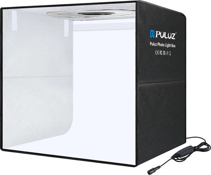 Kuti drite LED pa hije Puluz PU5051EU 50cm, 200 LED, 3200-6500K, 30W, set me 6 sfonda PVC dy-anëshe (12 ngjyra), e zezë