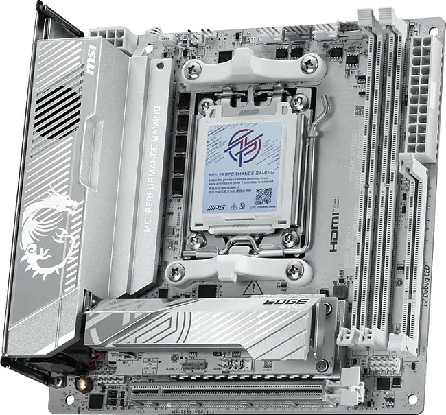 Pllakë amë MSI MPG X870I EDGE TI EVO WIFI, Socket AM5, Mini-ITX, PCIe 5.0, argjendtë/bardhë