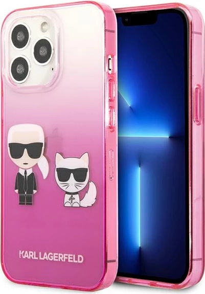 Mbështjellës Karl Lagerfeld KLHCP13LTGKCP për iPhone 13/13 Pro 6.1", Ikonik Karl & Choupette, Rozë