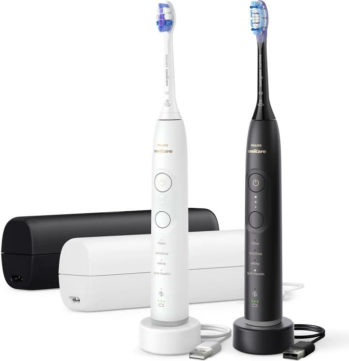 Furçë dhëmbësh elektrike, Philips, Sonicare 7100 HX7429/02, duopack 2 copë, e zezë dhe e bardhë