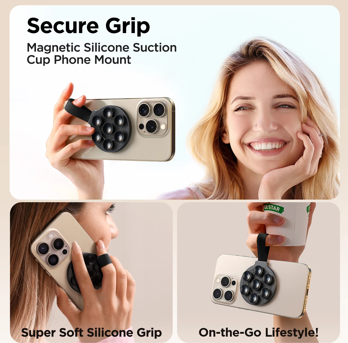 Mbajtës magnetik për celular Joyroom JR-ZS393, me kupa thithëse, i zi