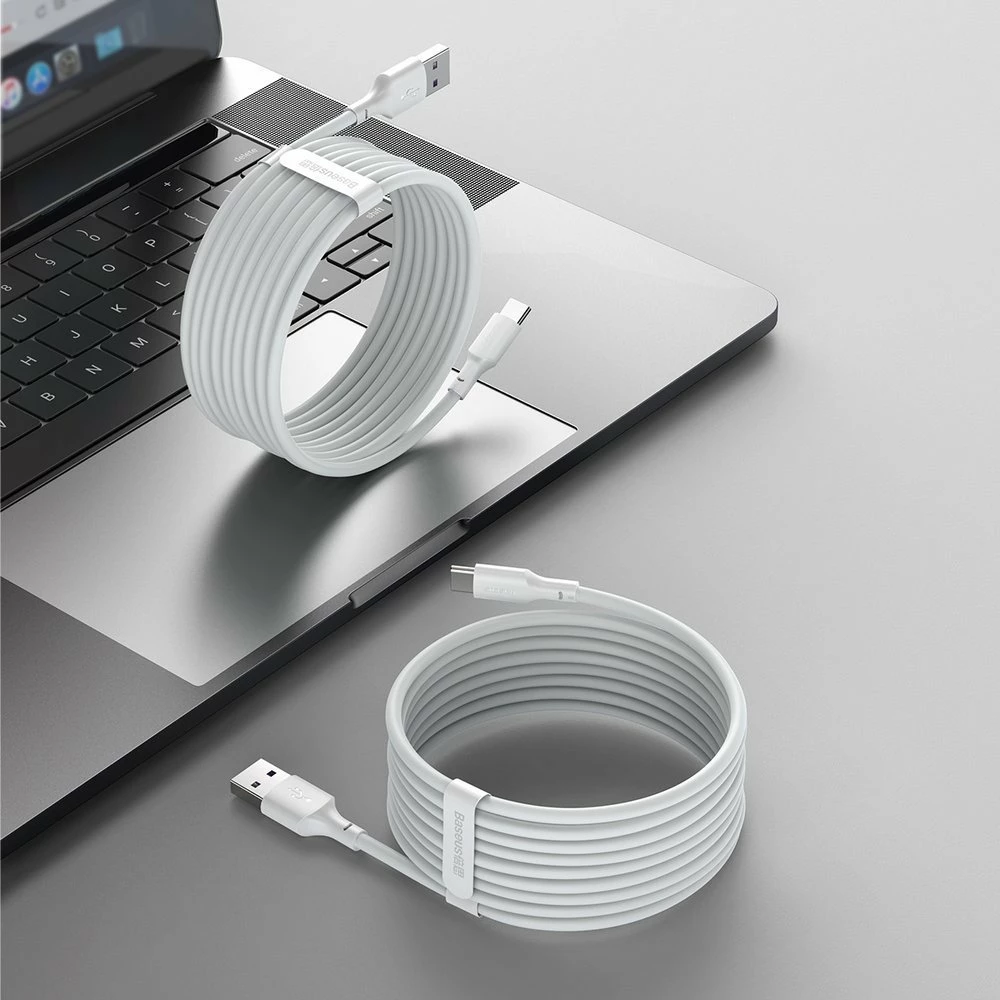 Kabllo USB në USB Type-C Baseus TZCATZJ-02, 1.5m, 40W, Set 2 copë, Bardhë