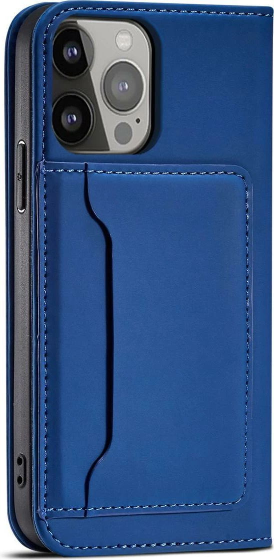 Mbështjellës magnetik për iPhone 14 Pro Hurtel Magnet Card Case, me kapak, portofol dhe qëndrim, kaltër