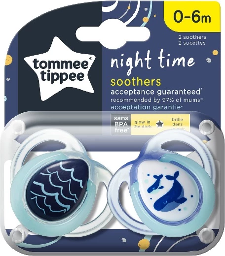 Biberon qetësues Tommee Tippee Night Time Soothing 0-6 muaj, 2 copë