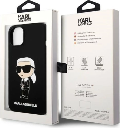 Mbështjellës Karl Lagerfeld Silicone Ikonik për iPhone 14 Plus, i zi
