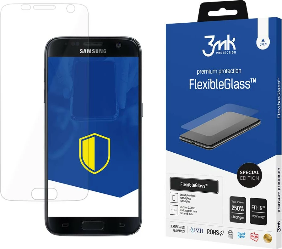 Mbrojtës ekrani hibrid, 3mk Protection FlexibleGlass Special Edition, për Samsung Galaxy S7, fortësi 7H, shtresë antibakteriale
